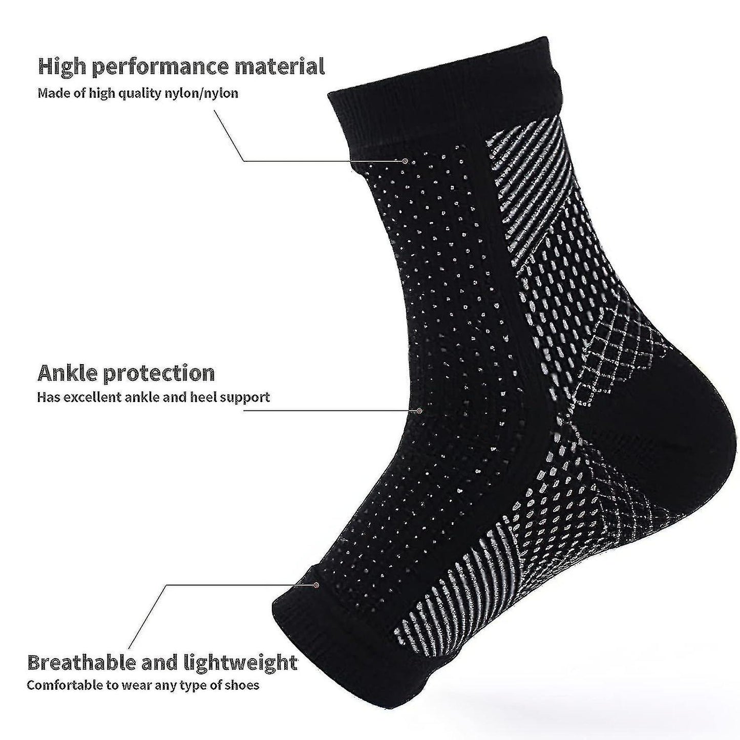 Soothing Neuropathy Socks 3 Pairs, Plantar Fasciitis Tendinitis Relief, White Large X-Large