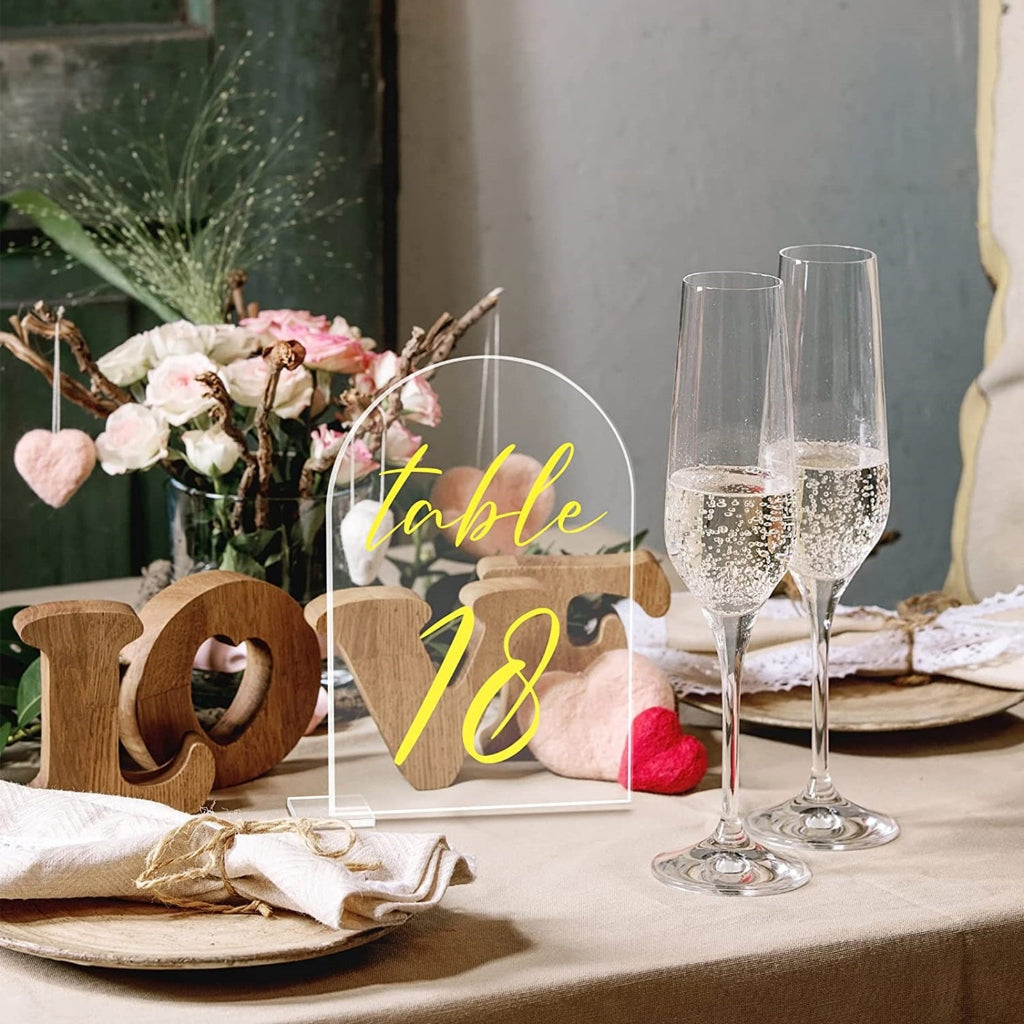 Transparent Acrylic Wedding Table Number Holders - 5-Pack Blank Arched Sign with Stand