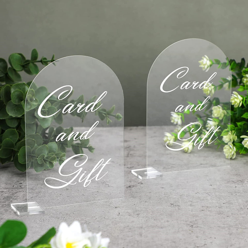 Transparent Acrylic Wedding Table Number Holders - 5-Pack Blank Arched Sign with Stand