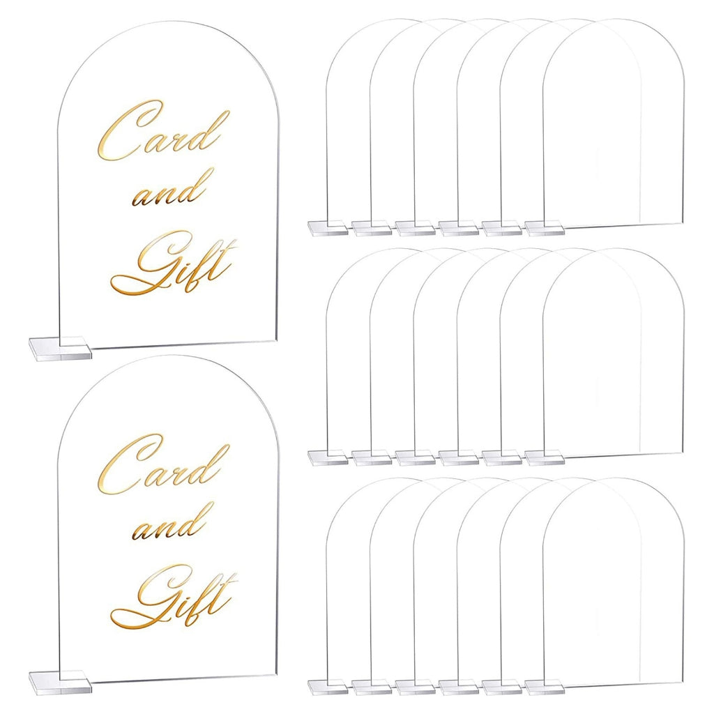 Transparent Acrylic Wedding Table Number Holders - 5-Pack Blank Arched Sign with Stand