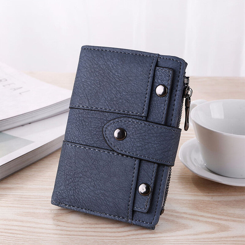 New Fashion Light Green Leather Card Holder Wallet Foldable Small Women's Wallet
