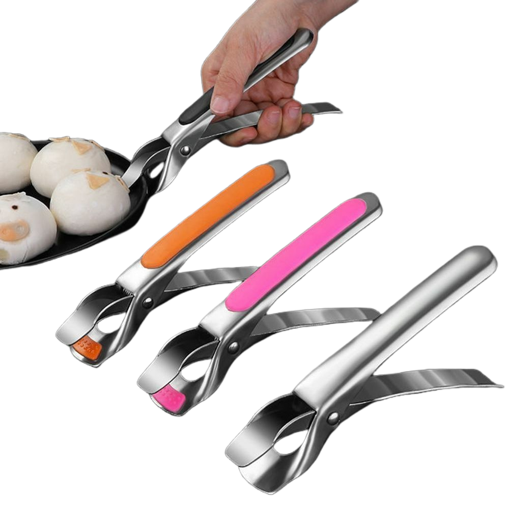 2pcs Air Fryer Camping Tools Anti-scald Tongs Pan Gripper Pot Clip Bowl Clip Black