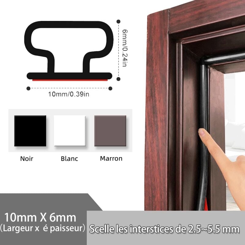 D-Profile Self-Adhesive Rubber Weather Strip Door Window Seal 6M Black for Cooling and Sound Insulation