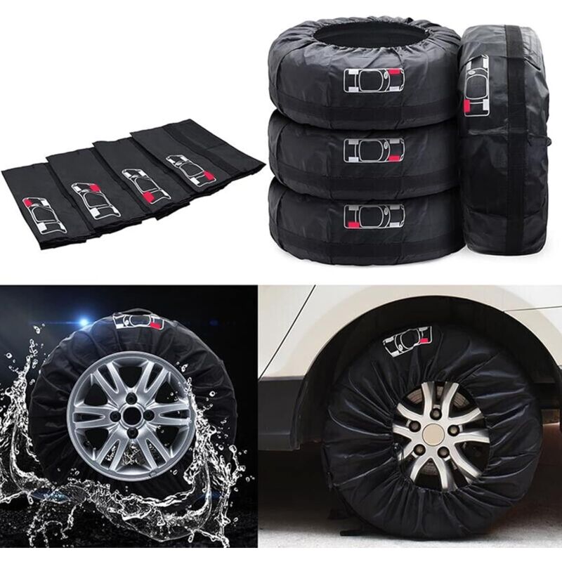 4 pcs Car Tire Covers 19-23\" Waterproof Dustproof Car Wheel Protector (Diameter 80cm)