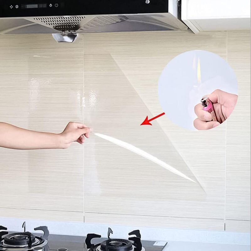 Oil-Resistant Waterproof Vinyl Roll, 45x500cm, Transparent Self-Adhesive Film for Kitchen Wall and Furniture Protection, Decorative Film