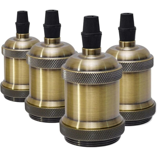 E27 Vintage Lamp Holder Ceramic Socket Adapter 4 Pieces Bronze with Braun Compatible