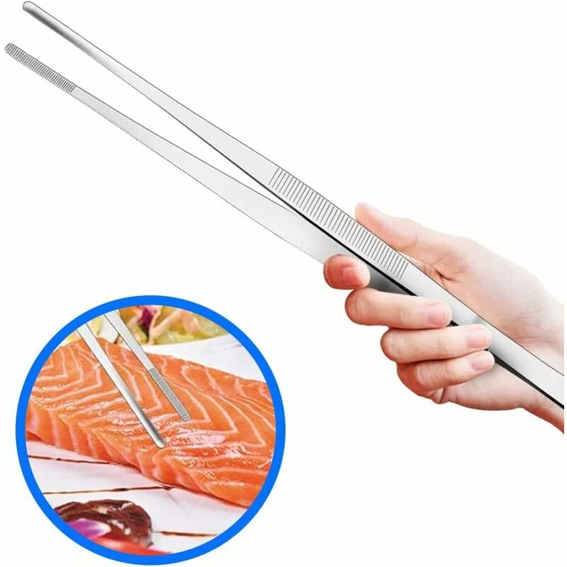 Stainless Steel Tweezers 30cm 12 Inch Long with Serrated End for Aquaristik Gardening Kitchen Industrial Work