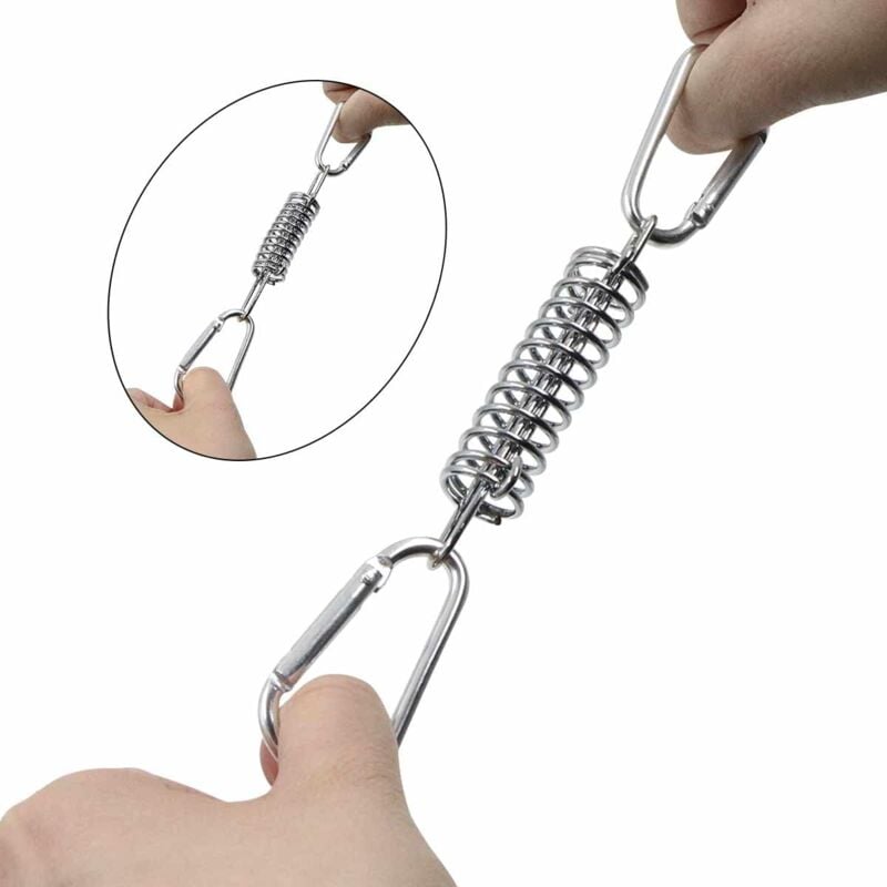 Tension Spring Buckle Compatible with Sun Sail Awnings Camping Tents 4 pcs Stainless Steel Brackets with 4 Springs 8 Carabiners
