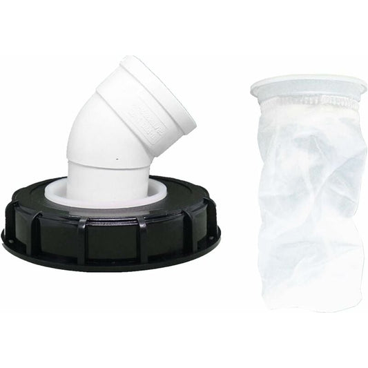163mm Nylon Rainwater Filter with Lid, 45° Inlet, Washable, Compatible with IBC Water Tank DN 150