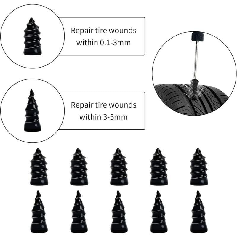 Rubber Tire Repair Spikes 30pcs Quick Fix Puncture Kit Compatible with Cars Motorcycles Trucks 15S 15L