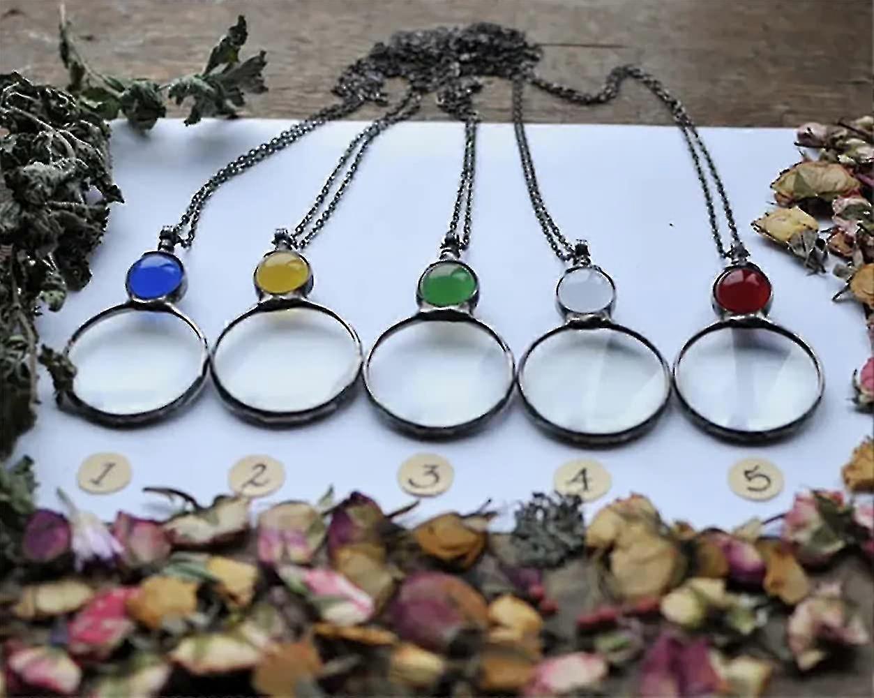 Magnifying Glass Necklace for Reading, Elderly Gift, Book Accessory green