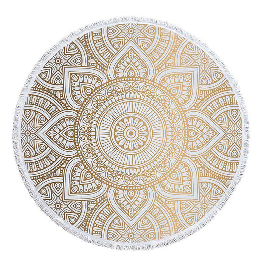 Round microfiber mandala beach towel hippie boho beach towel with tassels oversized wrap blanket tr