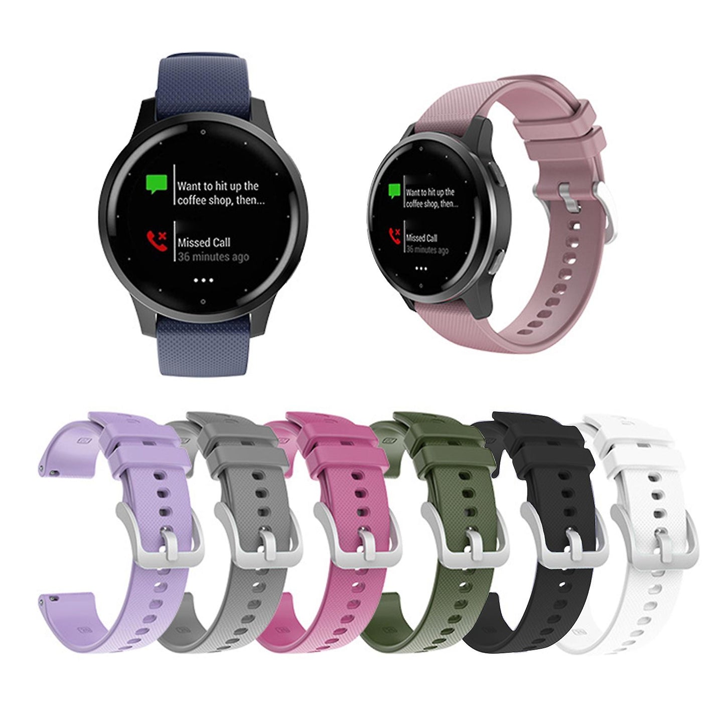 Garmin Venu SQ Vivoactive 3 4 Forerunner 245 Compatible Watch Band 20mm 22mm Checkered Soft Silicone Strap Army Green