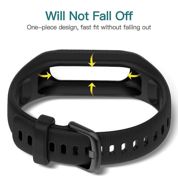 Compatible with Garmin Vivosmart 5 Wristbands, 3pcs Soft Silicone Replacement Sports Bands in Black White Blue