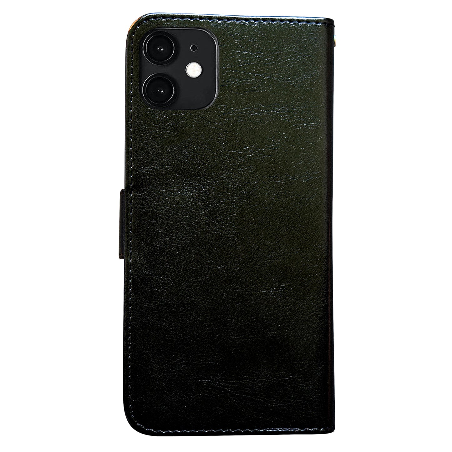iPhone 12 Leather Case Protection Black Compatible with iPhone 12