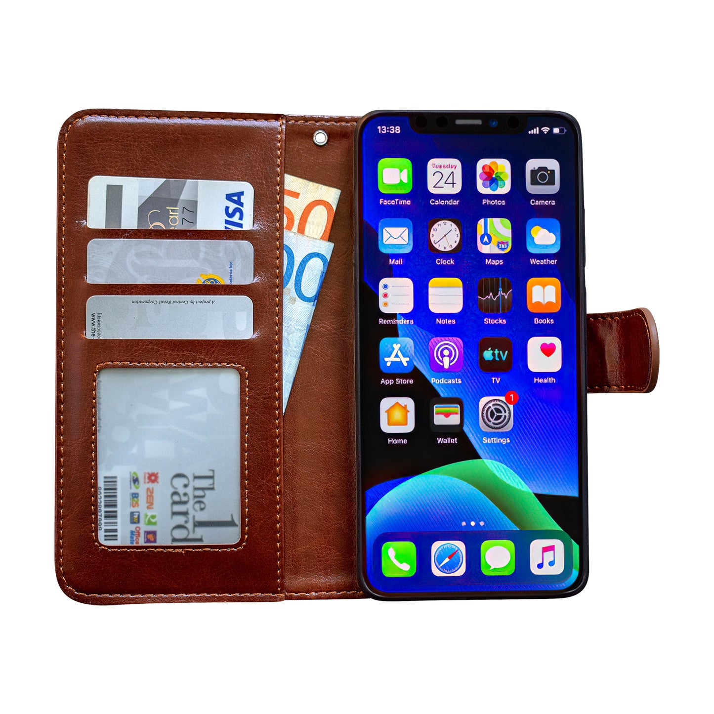 iPhone 12 Leather Case Protection Black Compatible with iPhone 12