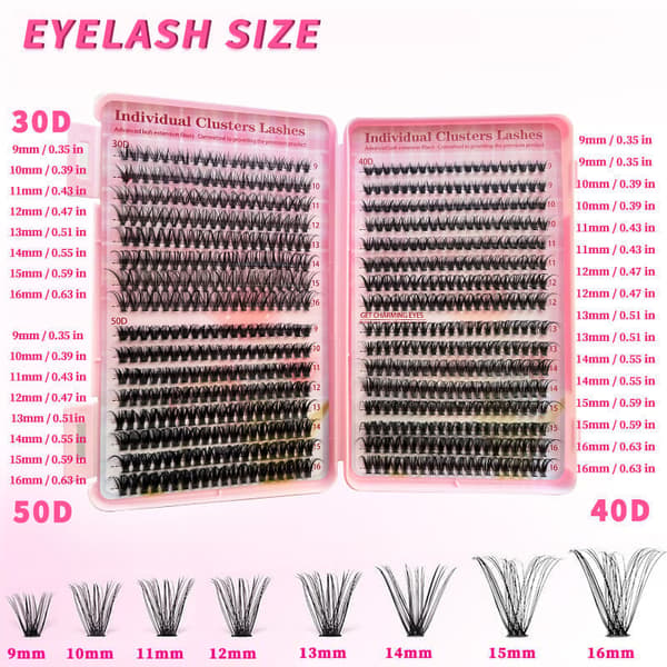 Eyelash Extension Kit with D-Curl for Beginners, Individual False Eyelashes, Pre-made Cluster Lashes, 30+40+50D