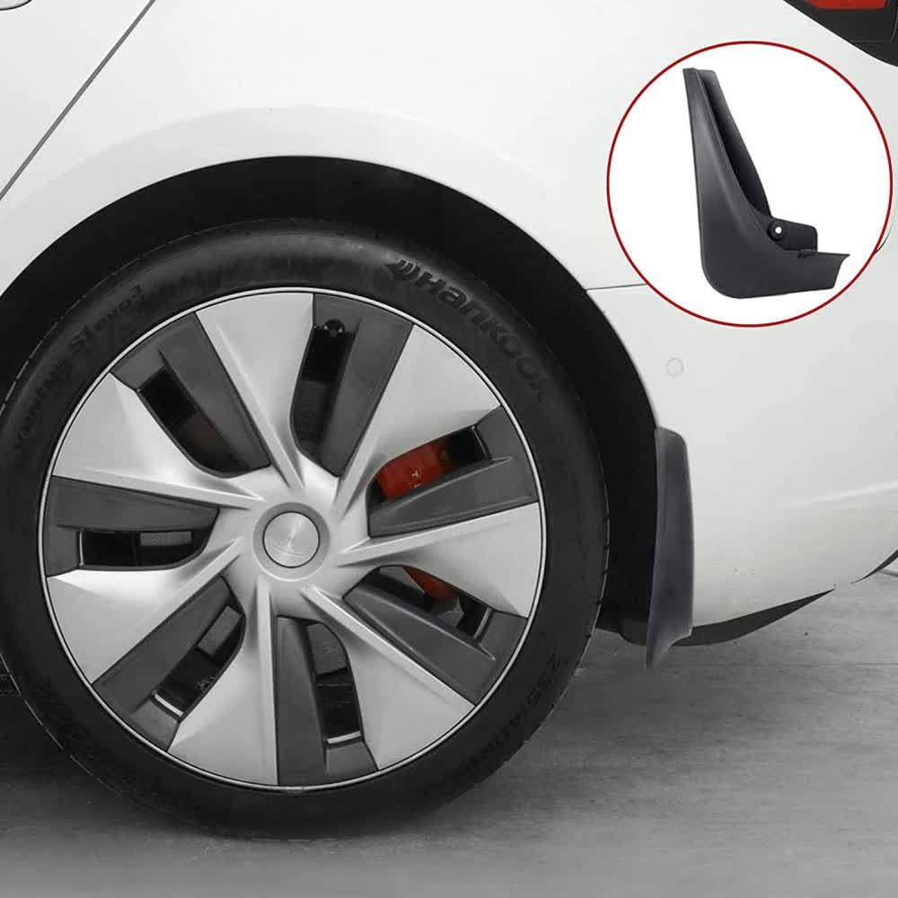 Tesla Model 3 Mud Guards Set of 4 Front and Rear Fenders White Compatible with Tesla