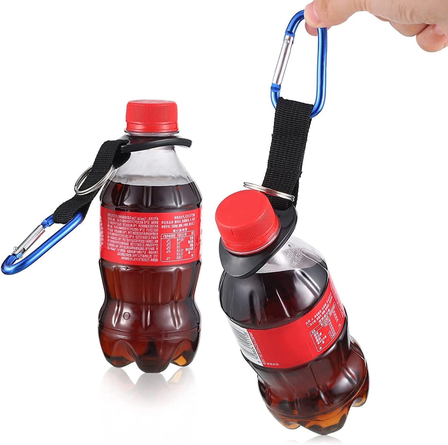 Durable Silicone Water Bottle Holder Hook Carrier with Carabiner Clip & Key Ring, Fits Any 12oz, 17oz and 25oz Water Bottles for Outdoor Activities Camping Hiking Traveling or Daily Use