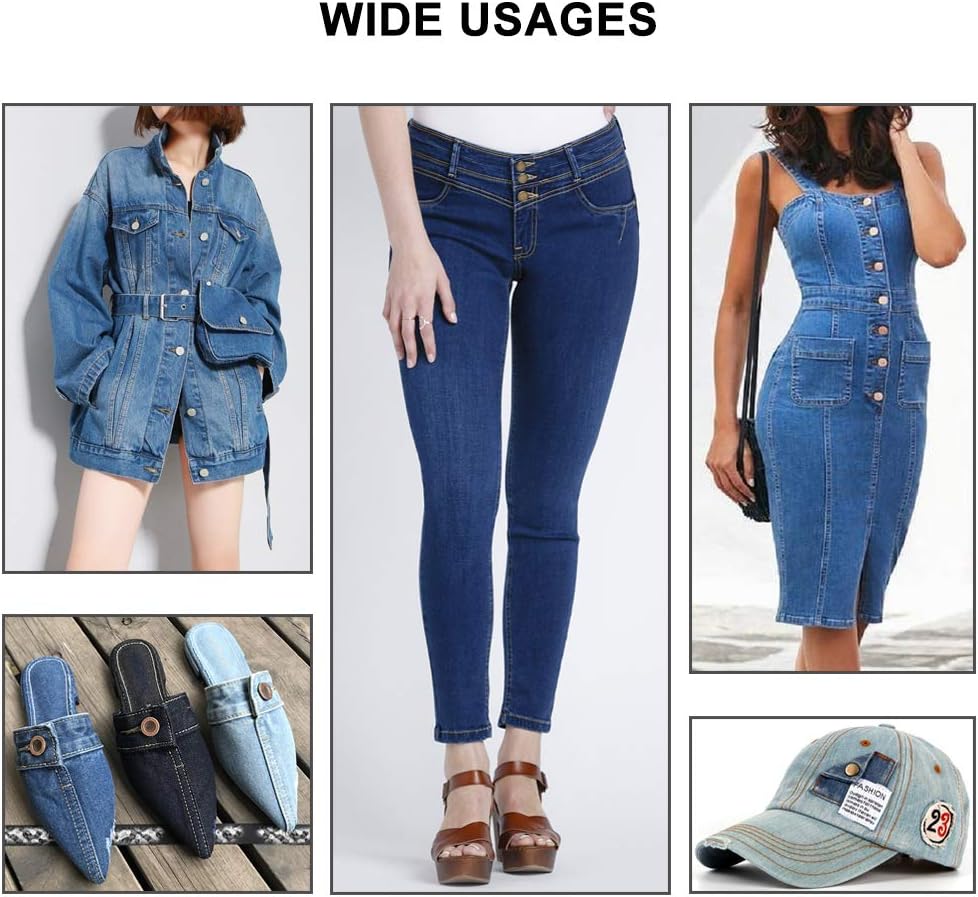 15 Sets Replacement Jeans Buttons, 17mm No-Sew Nailess Removable Metal Jeans Button Replacement Repair Combo Thread Rivets and Screwdrivers