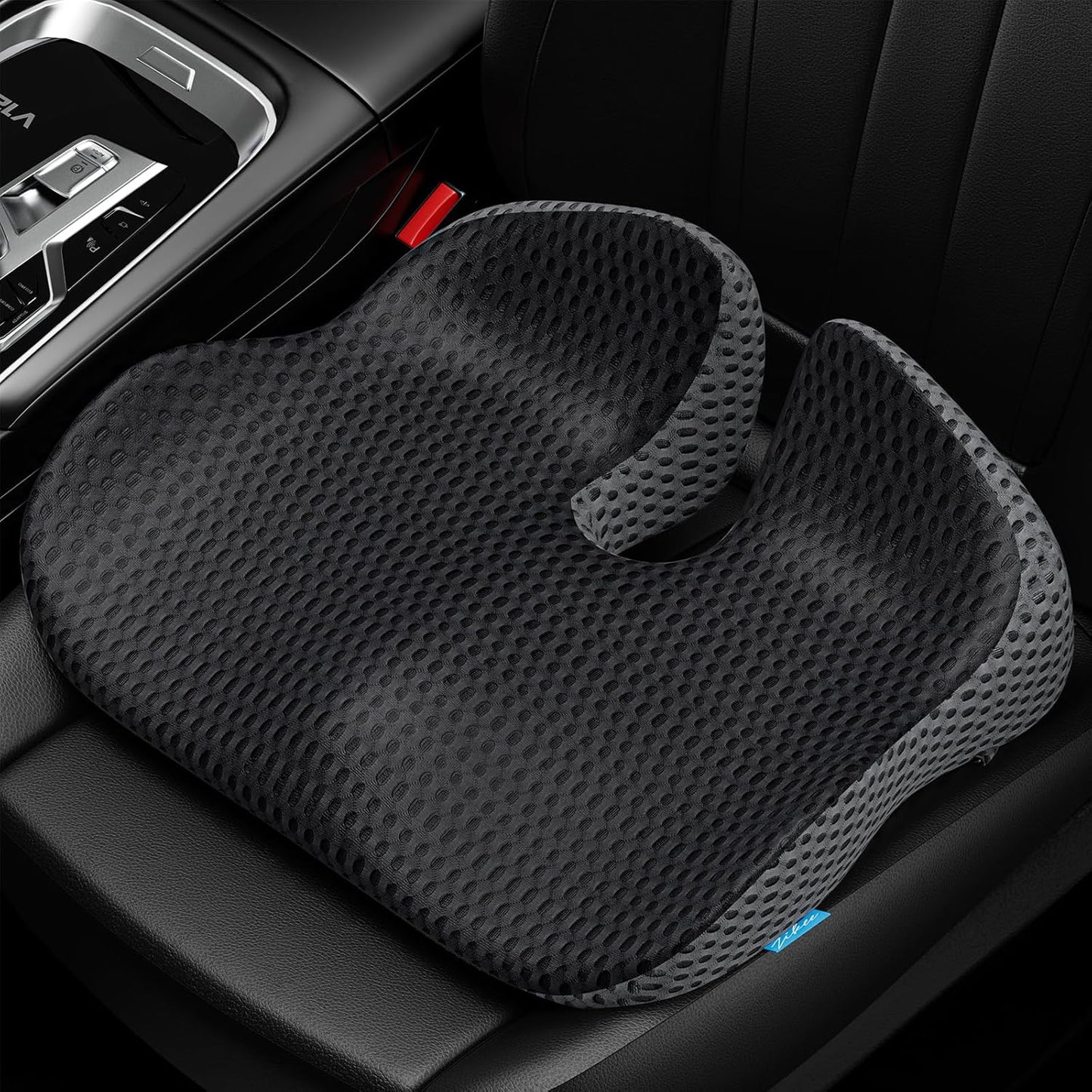 Wedge Car Seat Cushion for Driving, Innovative Seat Cushion with Honeycomb Gel & Memory Foam for Enhanced Breathability & Support, Car Cushions for Hip Pain Relief, Improve Vision/Posture, Black