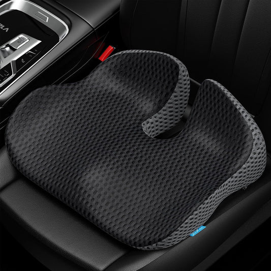 Wedge Car Seat Cushion for Driving, Innovative Seat Cushion with Honeycomb Gel & Memory Foam for Enhanced Breathability & Support, Car Cushions for Hip Pain Relief, Improve Vision/Posture, Black