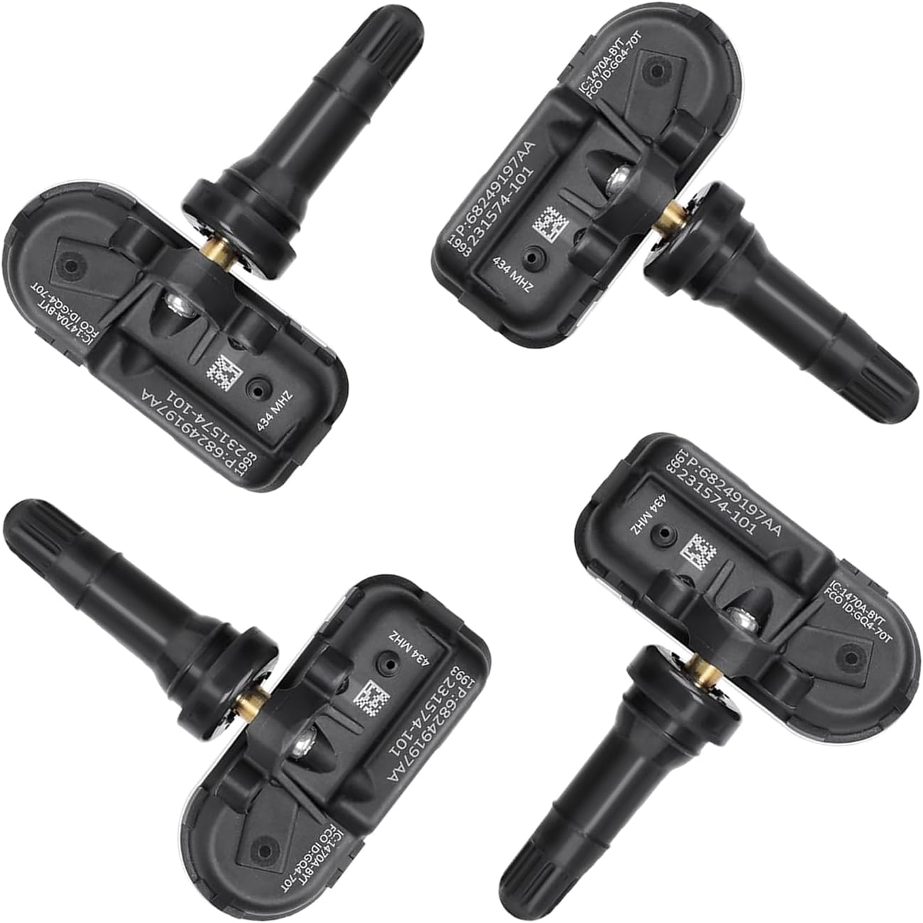 68249197AA TPMS Sensor Dodger RAM, 4-Pack 434MHz Tire Pressure Monitoring System Sensors Compatible with 2014-2018 Dodge Ram 1500 2500 3500 Jeep Cherokee Replaces 68239720AA 68157568AA