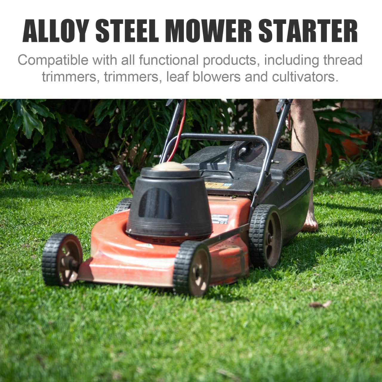 Alloy Steel Mower Starter Adapter, Electric Drill Attachment for Starting Lawn Mower, Red, 1.49 * 1.49 * 2.59inch, Compatible with Trimmers, Blowers, Cultivators