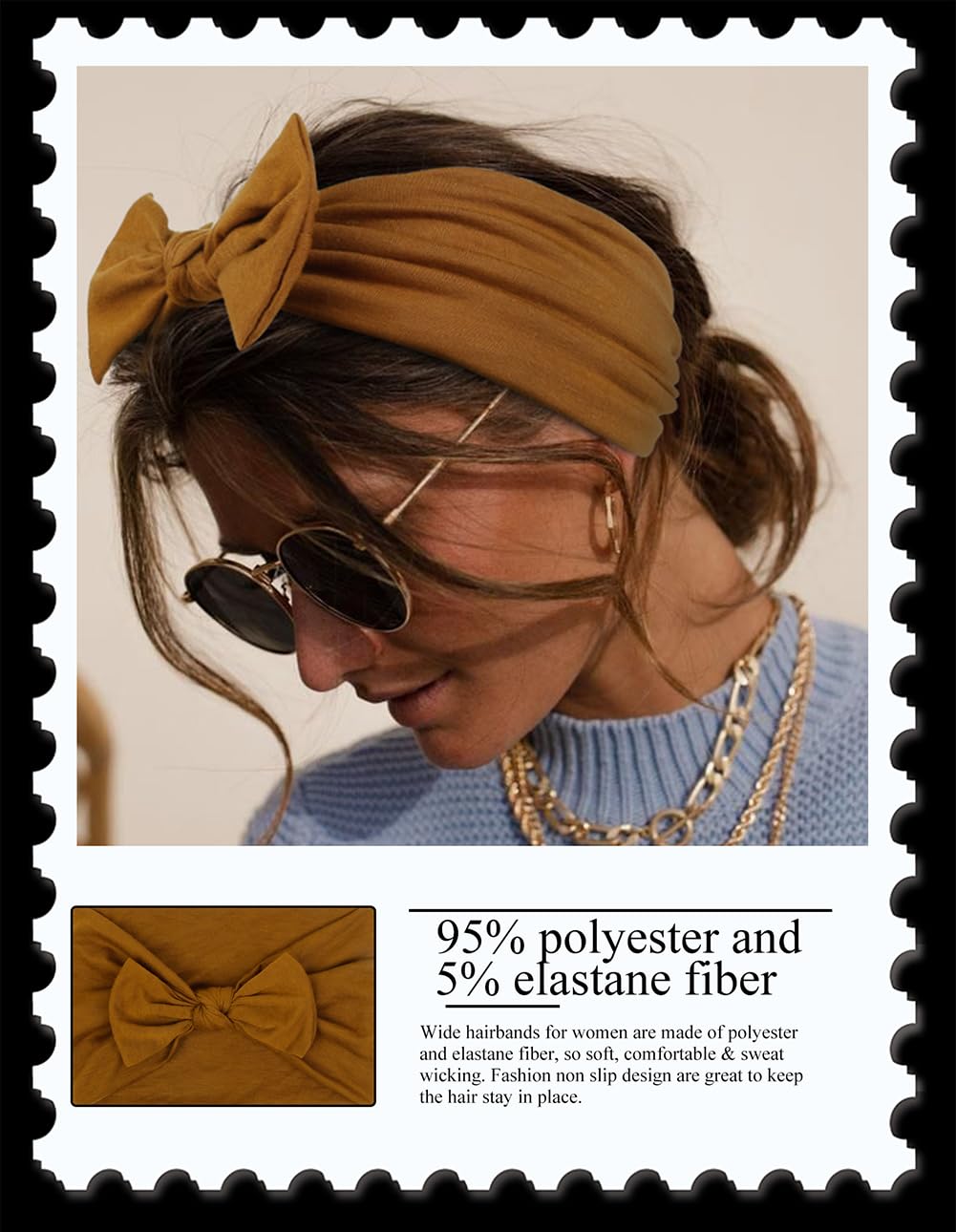 Headbands for Women 6 Packs Cute Bow Head Bands for Women’s Hair, Elastic Wide Knotted Hairbands Headwrap Turban Hair Accessories