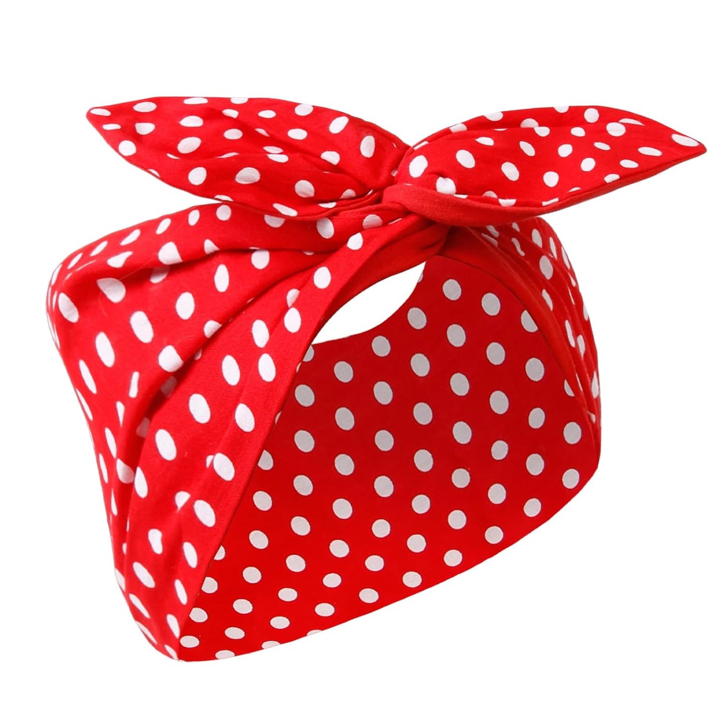 Red and White Polka Dot Bandana Headband Vintage Wire Hairband with Bow Wide Headbands Retro 50s Hair Accessories for Women Girls