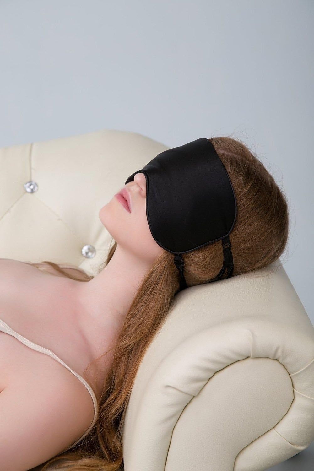 Sleep Mask 2 Straps, Mulberry Silk, Twin Thin Elastic Bands Stay Put All Night, Smooth Eye Mask Two Adjustable Head Strings and Nose Baffle