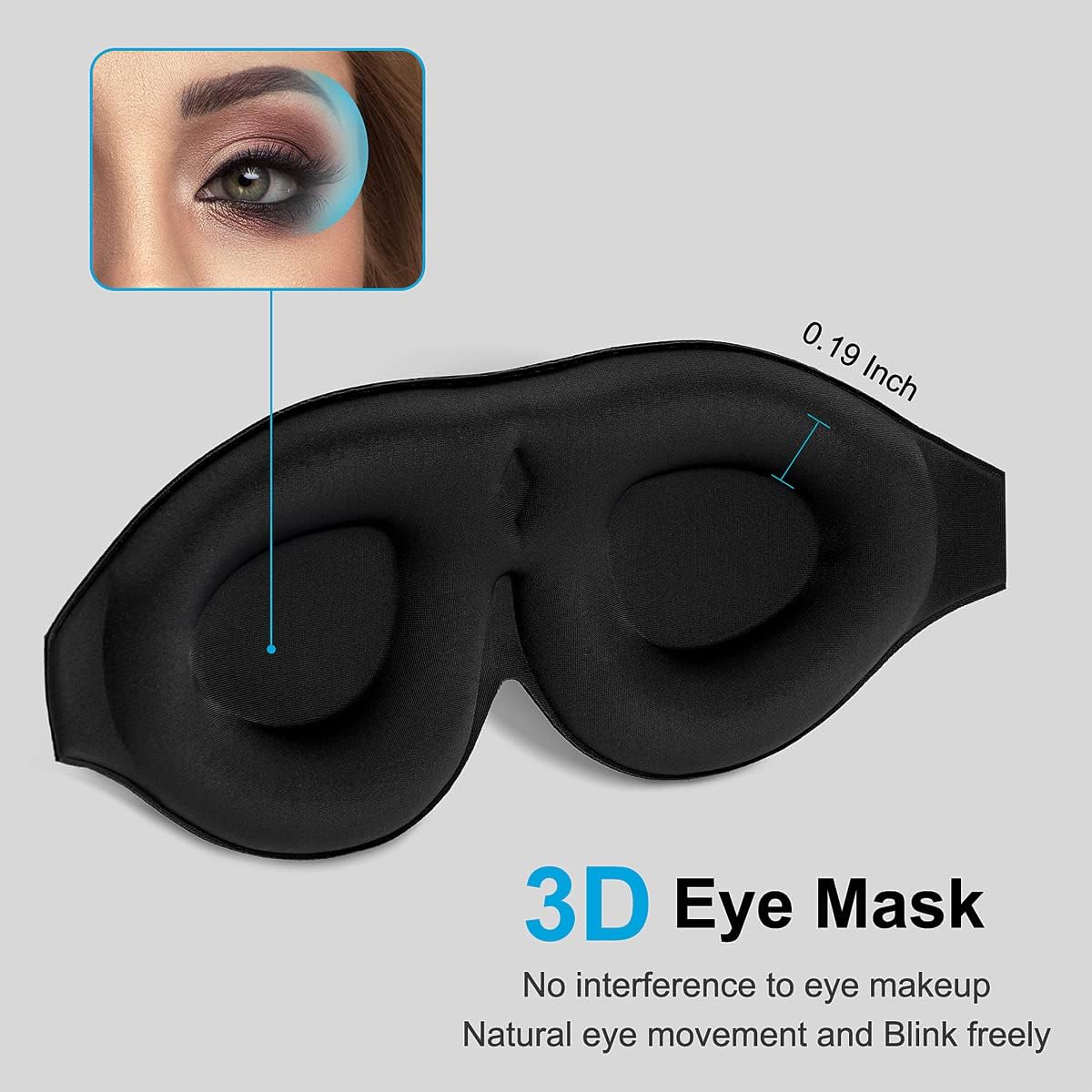 2 Pack 100% Blackout Sleep Masks Most Comfortable Contoured Eye Cups and Nose Covering for Women Men, 3D Pillow Eye Masks 0 Pressure on Eyelids & Eyelashes(Black&Navy)