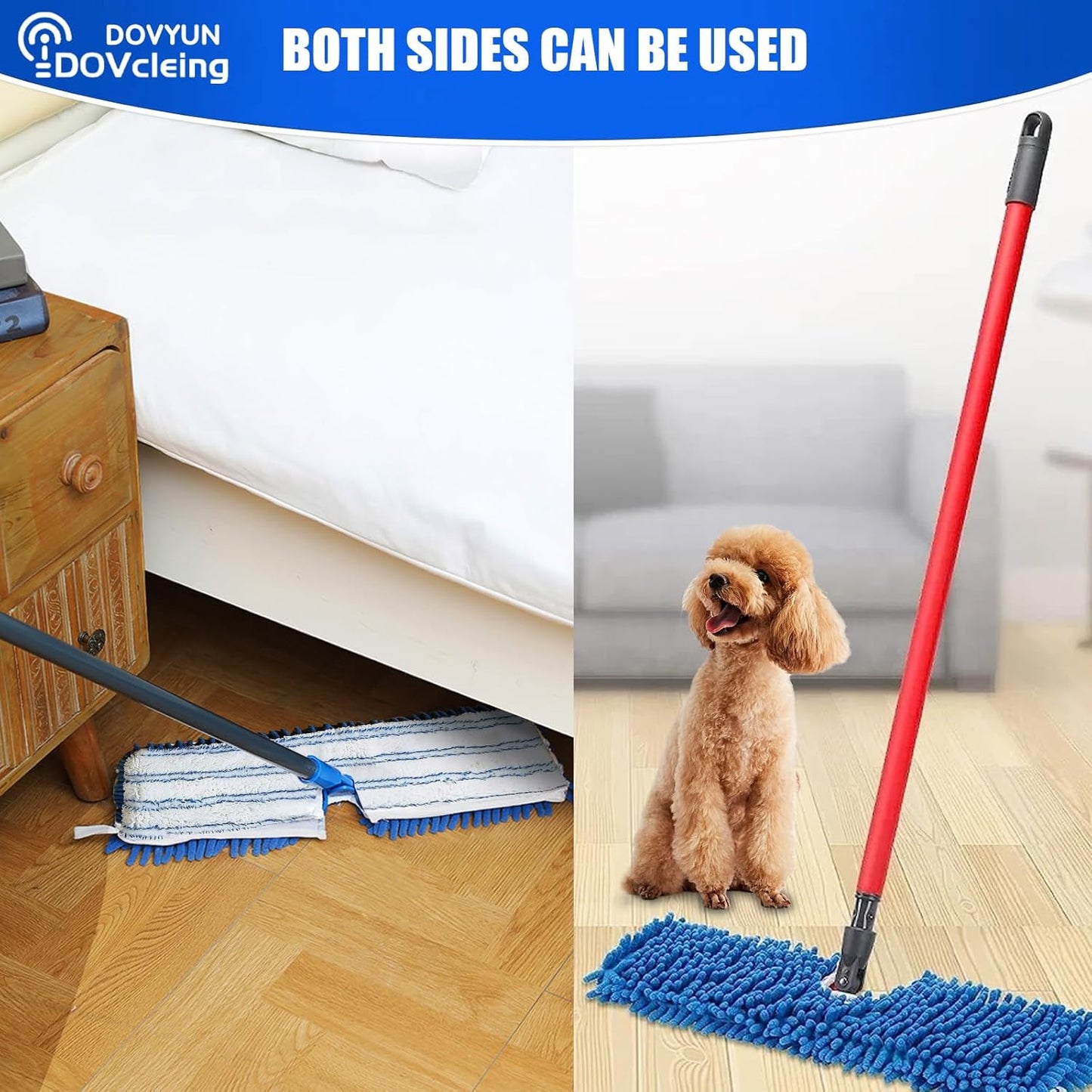 2 Pack Microfiber Mop Refills Compatible with O-Cedar Dual-Action Flip Mop Resuable Replacement Mop Heads for Dry & Wet Use
