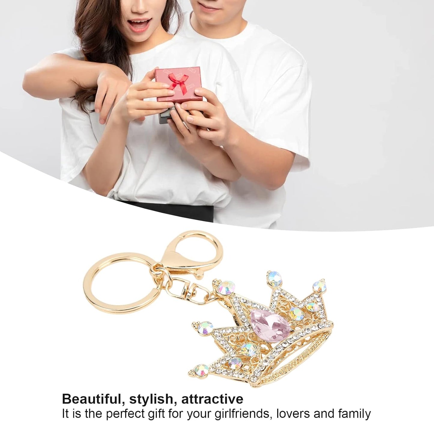 Crown Keychain, Gold 3D Sparkling Charm Rhinestones Crown Key Ring for Girls Women Car Keys Bag() Keychains
