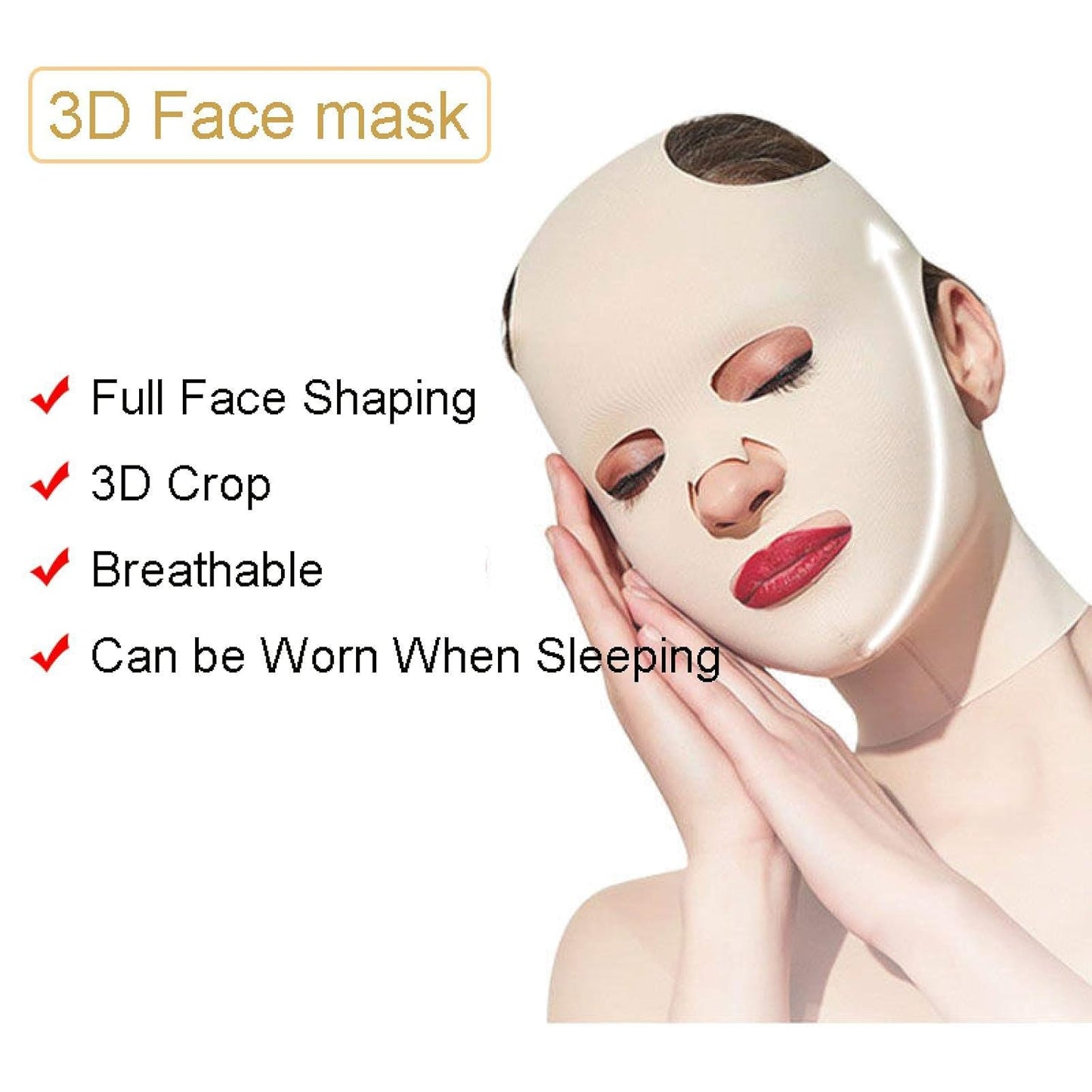 3D Reusable Breathable Beauty Women Anti Wrinkle Slimming Bandage V Shaper Full Face Lift Sleeping Mask