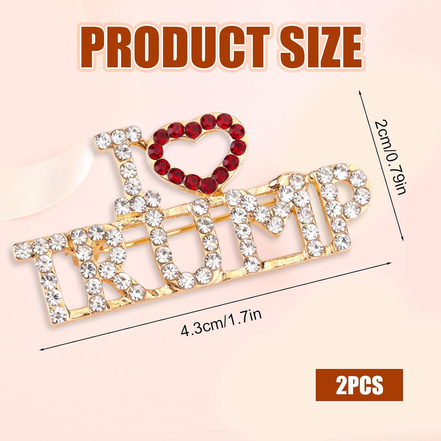 2pcs Crystal Trump Brooch - Official Trump 2024 Lapel Pin with Clear Container for Presidential Election Souvenir Gifts