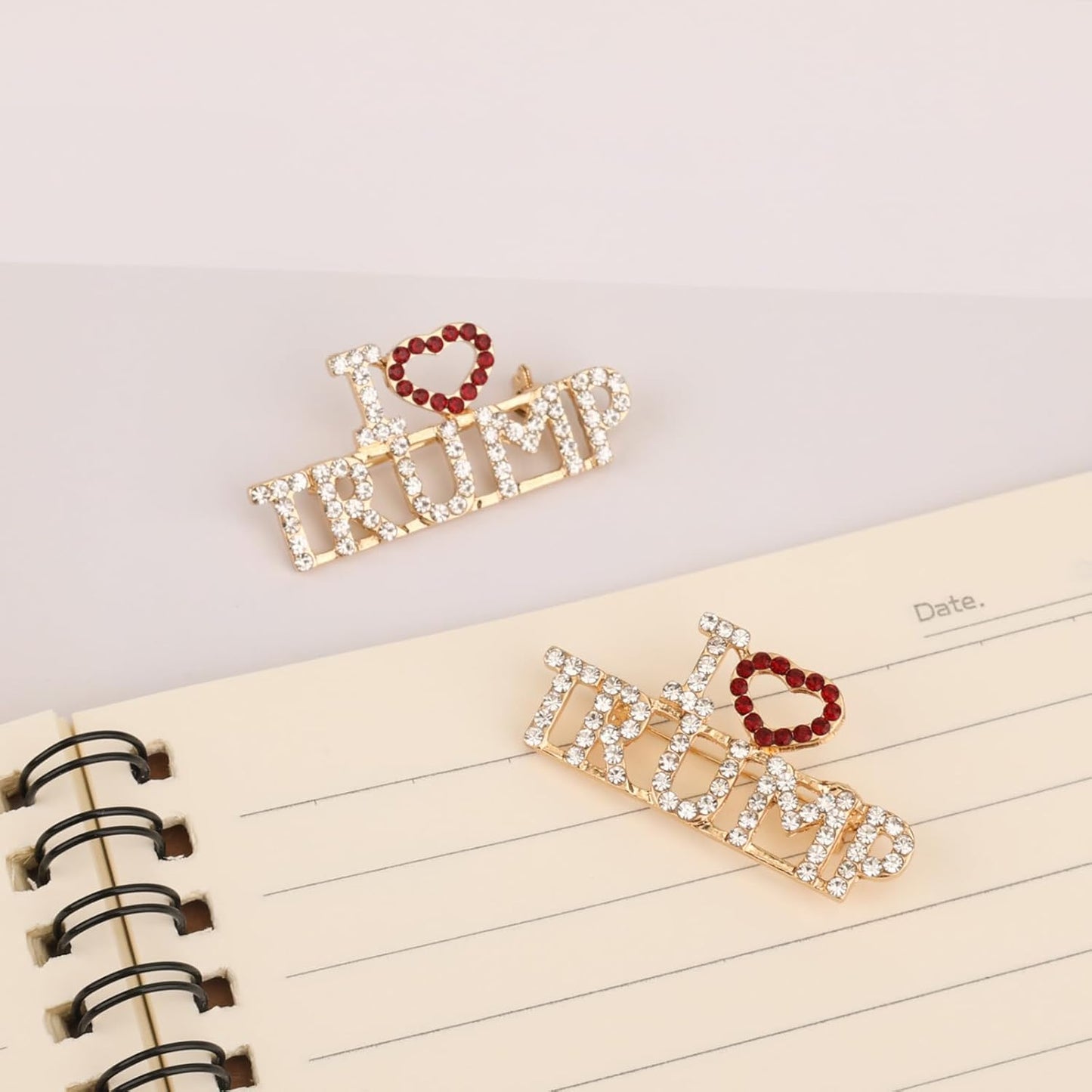 2pcs Crystal Trump Brooch - Official Trump 2024 Lapel Pin with Clear Container for Presidential Election Souvenir Gifts