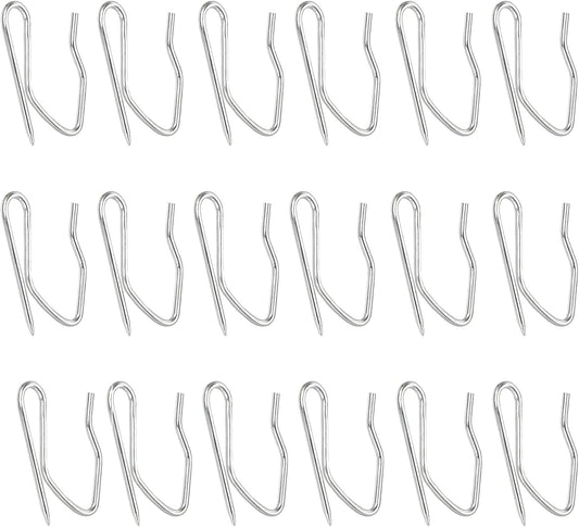 18pcs Metal Curtain Hooks, 1.2 Inch Drapery Pin and Hook for Pleated Drapes, Stainless Steel Door/Window/Shower Curtain, Silver