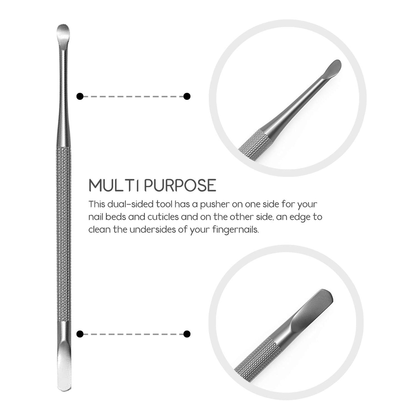 Professional Cuticle Pusher and Spoon Nail Cleaner | Dual Sided Stainless Steel Pusher and Nail Cleaner | For Nail And Cuticle Care | by Sterling Beauty Tools
