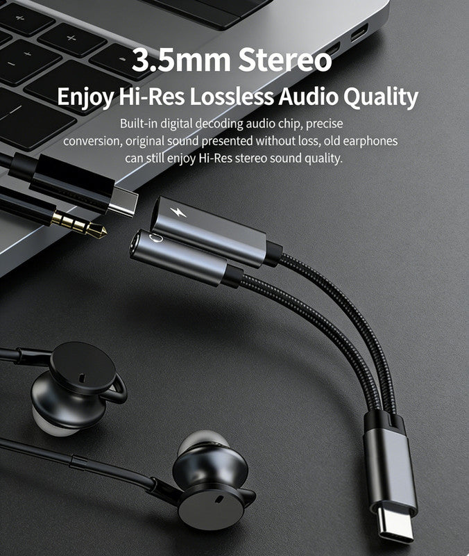 Samsung Galaxy S25 Headphone Adapter, USB C to AUX Mic Jack with PD 60W Fast Charging for Stereo, Earphones, Compatible with Samsung Galaxy S25/S25+/S25 Ultra/S24/S24+, Google Pixel 8/7