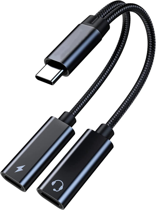 USB C Splitter, Dual USB C Headphones and Charger Adapter with PD 60W Fast Charging for iPhone 16/16Pro/16Pro Max, Pixel 8 7 6XL,Samsung Galaxy S25 S24 S23 S22+ Note 20 and More
