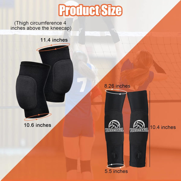 Volleyball Knee Pads and Arm Guards with Thumb Holes High Protection Plate for Women Teenage Girls Training Equipment