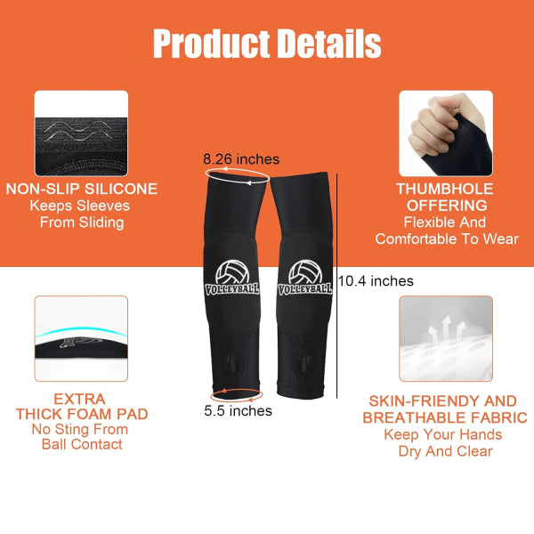 Volleyball Knee Pads and Arm Guards with Thumb Holes High Protection Plate for Women Teenage Girls Training Equipment