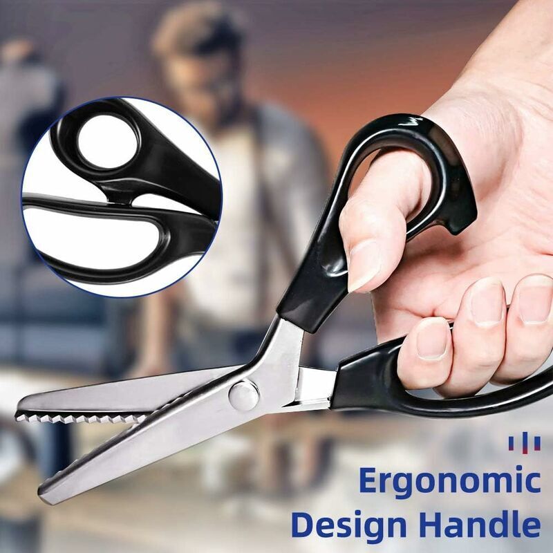 Stainless Steel Zigzag Fabric Scissors with Comfort Grip for Sewing Compatible with Cisea for Adults and Children