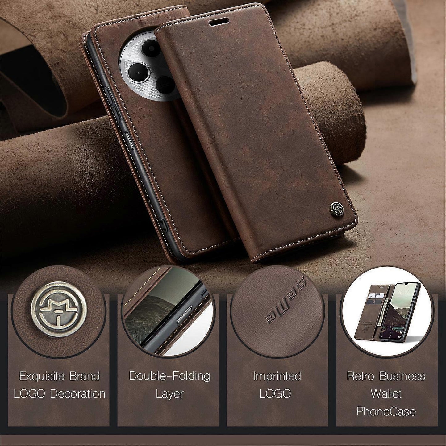 Compatible with Xiaomi Redmi 14C Case Leather Card Holder Stand Multicolor Style A