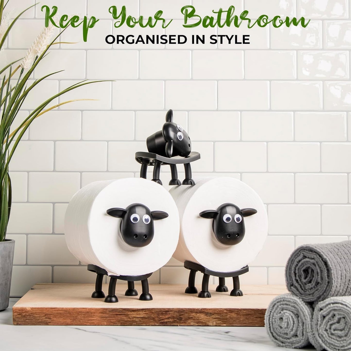 Toilet Paper Holder Set of 3 Sheep Cute Bathroom Decor