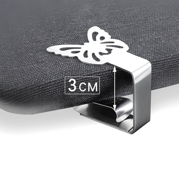 Butterfly-Shaped Cloth Clips / Cloth Holders, 4-pack Silver