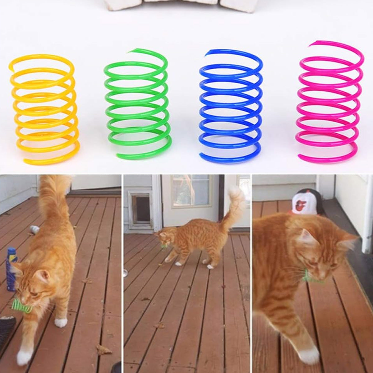 Cat Spiral Spring Toy, Interactive Durable Heavy Duty Plastic Colorful Spring Toy for Play