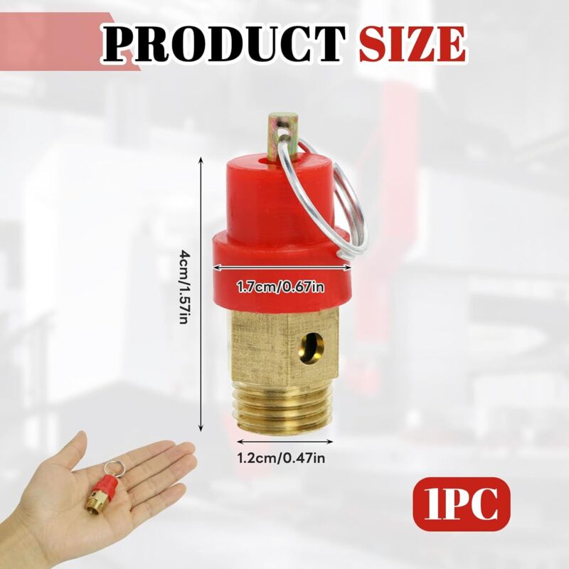 Air Compressor Safety Valve 115 PSI G1/4 Male Red Capsule 1pc Compatible with Various Brands