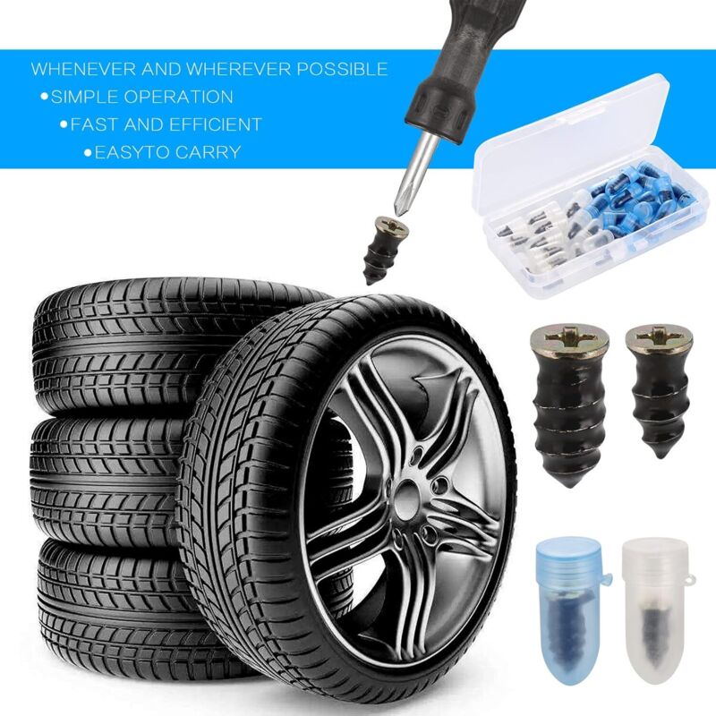 Tire Repair Rubber Nails 30Pcs for Car Motorcycle with Screwdriver 15 Small 15 Large